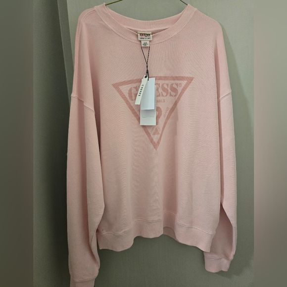 GUESS Men's Pink Logo Sweater - Picture 5 of 6